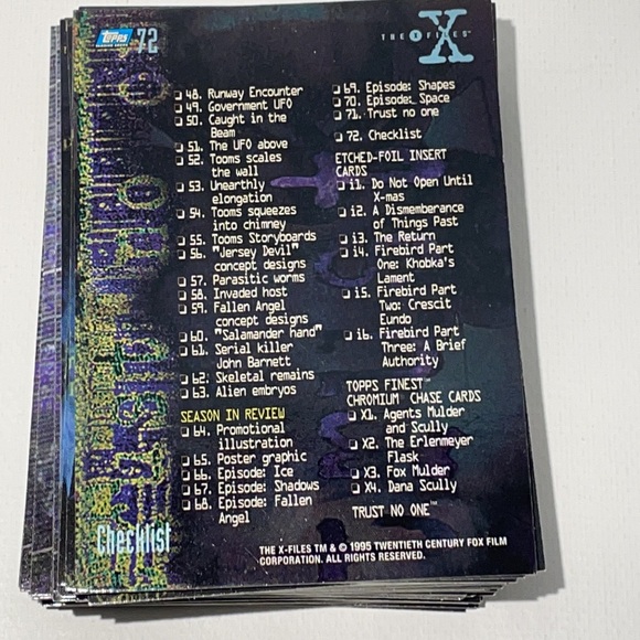 Vintage 95' Topps X Files Season 1 Complete Set & X-Files Pencils Loot Crate - Picture 14 of 17